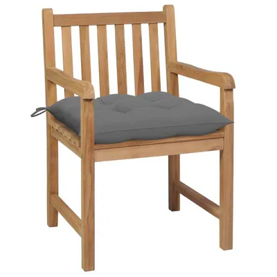 Immagine prodotto di Sedie da Giardino 2 pz con Cuscini Grigi in Massello di Teak