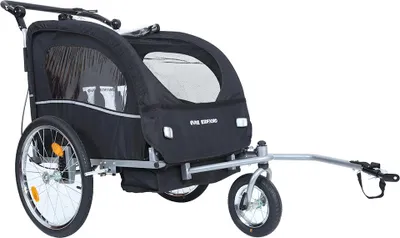 Produktbild von Øvre Eidfjord "Alpström" 2-in-1 Fahrradanhänger & Kinderwagen für 1–2 Kinder, 40 kg, mit Sicherheitsgurt, Reflektoren, schwarz | EID-4
