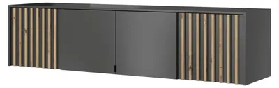 Produktbild von Schrankaufsatz Aufsatz für Kleiderschrank STILO 4D 206 cm Graphit Lamellen Artisan Eiche