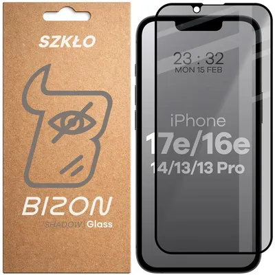 Produktbild von Bizon Glass Edge Shadow Apple iPhone 16e / 14 / 13 Pro / 13 getönt mit einem schwarzen Rahmen