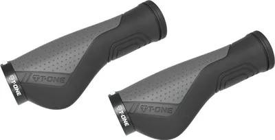 Produktbild von T-ONE T-GP63G Ripple Ergo Griffe, 1x Schraubensicherung, 130 mm, schwarz/grau (1 Paar)