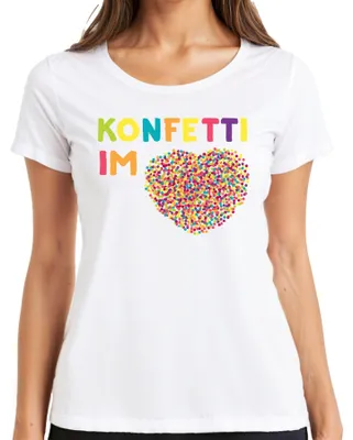 Produktbild von Konfetti im Herzen Geburtstag Party Valentinstag Liebe bunt Damen T-Shirt, Weiß, M