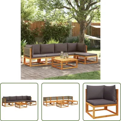Produktbild von The Living Store 6-tlg. Garten-Sofagarnitur mit Kissen Massivholz Akazie