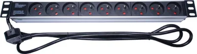 Produktbild von PremiumCord Netzteilpanel für 19" Rack 1HE, 9x230V, 2m Kabel (PDU-F10G09)