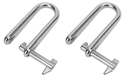 Zdjęcie produktu dla 2 sztuki, długie, mocne karabińczyki w kształcie litery "D", wykonane ze stali nierdzewnej 316 morskiej, o grubości 8 mm, przeznaczone do łodzi, kamperów i przyczep