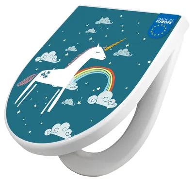 Produktbild von WC Sitz mit Absenkautomatik D Form Motiv Einhorn [TDW3 12494]