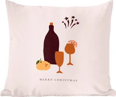Produktbild von MuchoWow® Zierkissen Sofakissen Wohnzimmer Dekokissen 60x60 cm Weingläser - Weinflasche - Zitate - Sitzfläche - Foto Polster