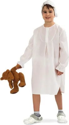 Schlafwandler Kostüm Nachthemd mit Zipfelmütze für Kinder Gr. 104-164 weiß Fasching Karneval Mottoparty Mittelalter Kinderfasching