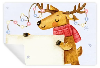 Produktbild von 25 bunte Weihnachtsaufkleber Hirsch Rentier - zum Beschriften 7,4 x 5,2 cm