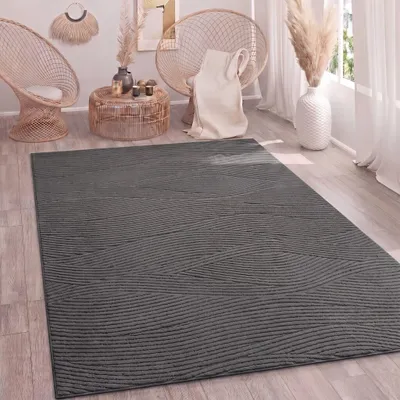 Produktbild von Paco Home Teppich Wohnzimmer Hochflor Skandi Boho Geometrisch Abstrakt Uni Waschbar 120x160 cm