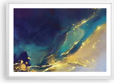 Produktbild von Gerahmtes Poster - Weißer Rahmen - Gold Granate Abstraktion - 70x50 cm - Wand Bild - Wanddeko - Wandbilder - Kunstposter - Wandposter - Bilderrahmen - Bilder - Kunstdruck - P2WAA70x50-4753