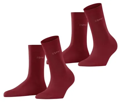 Productafbeelding van ESPRIT dames sokken, uni, 2-pack, model W, katoen, effen, 2 paar, roze (Red Pepper)