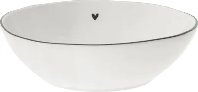Produktbild von Bastion Collections Sushi Bowl Herz Porzellan weiß schwarz Schale Salat Dessert