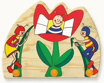 Produktbild von Bino Kinder Garderobe Marienkäfer – bunte Wandgarderobe aus Holz, 50 cm