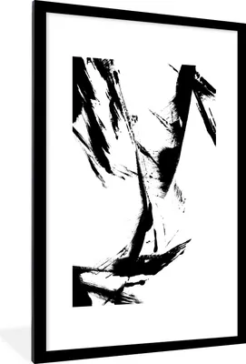 Produktbild von MuchoWow® Gerahmtes Poster Farbe - Schwarz - Abstrakt 60x90 cm - Poster mit Schwarzem Bilderrahmen Wandposter Rahmen Foto Bilder - Dekoration - Wandposter Wohnzimmer - Hochwertig
