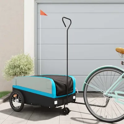 Produktbild von Design Fahrradanhänger Schwarz und Blau 45 kg Eisen, Fahrradanhänger 2024 Neu