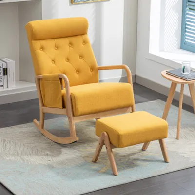 Produktbild von Schaukelstuhl,Wohnzimmer Bequemer Schaukelstuhl,Wohnzimmersessel mit Ottomane