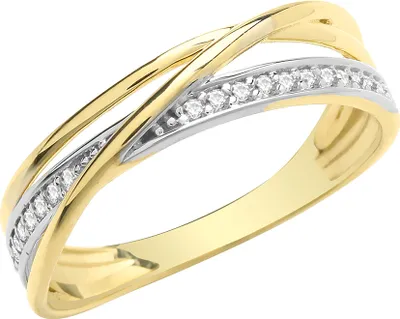 Produktbild von Wunderschöner 9 Karat (375) Gold Damen - Kreuz über Ring / Ring gekreuzt mit Zirkonia, 53 (16.9); TRS28381RSM