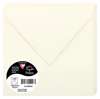 Image de Pollen by Clairefontaine Enveloppe 165 mm blanc naturel 20 enveloppes