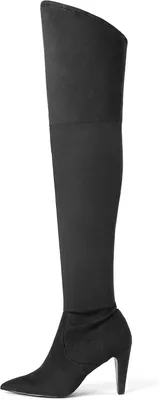 Productafbeelding van Overknee Laarzen voor dames in zwart met kunstsuède look, maat 39,5 EU