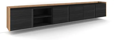 Immagine prodotto di Mobili TV effetto legno nero e rovere 309x35x50cm sospeso