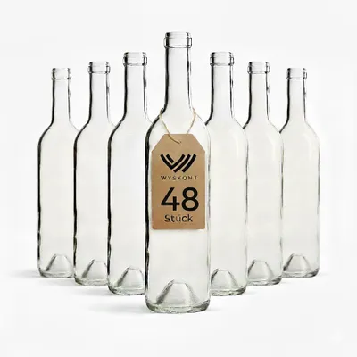 Image de Bouteille de vin 750 ml Bordeaux 48 pièces, Blanc Bouteille de vin sans bouchon, Bouteille de verre vide, Bouteille d'eau, Bouteille de liqueur vide, Accessoires pour le vin, Bouteille de verre
