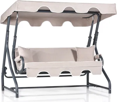 Produktbild von Skye Decor, Assento- Ruta 3 Kişilik Bahçe Balkon Teras Salıncağı CLR, Creme,|,Schwarz, Schaukelstühle, 160x50x110 cm, Rahmen: 100% Aliminium