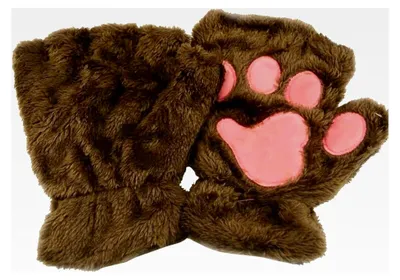 Produktbild von Fingerlose Halbhandschuhe für Damen und Mädchen aus Plüsch mit Cartoon-Tiermotiven