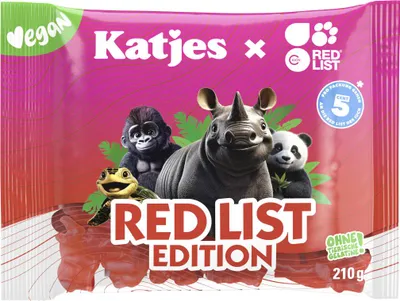 Produktbild von Katjes Red List Edition Fruchtgummi vegan Packung 210g
