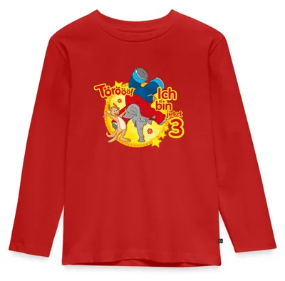 Produktbild von Spreadshirt Benjamin Blümchen Ich Bin Jetzt 3 Kinder Premium Langarmshirt, 110/116 (4 Jahre), Rot