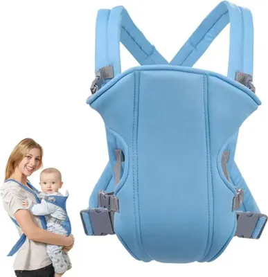 Produktbild von VHV Babytrage, Himmelblau, Ergonomisch, 3-in-1: 4 Tragpositionen (Bauch- & Rückentrage), Ab Geburt bis 16 Monate (max. 15 kg), Weich, Atmungsaktiv, Zusammenklappbar