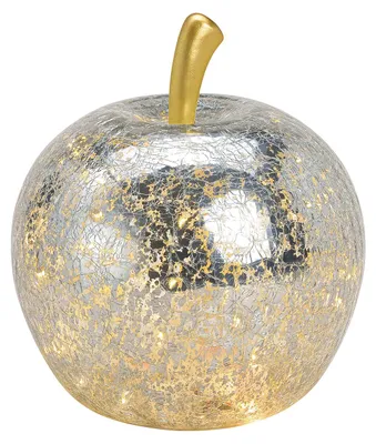 Productafbeelding van Appel met 30 LED's, met timer van glas, zilverkleurig (B/H/D) 22x24x22cm