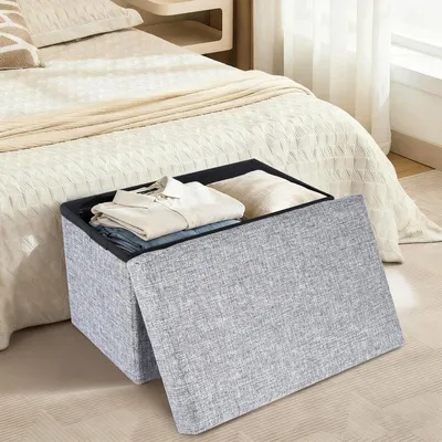 Produktbild von ZMH Aufbewahrungsbox extragroß verstärkt auch als gepolsterter Sitzhocker verwendbar Für Kleiderschrank Regal Bei Nichtgebrauch flach zusammenklappbar