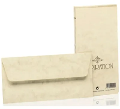 Produktbild von Rössler Papier 20320806 Briefhülle Inspiration - DL, 20 Stück, chamois marmora