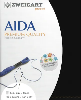 Produktbild von AIDA Zweigart Vorschnitt 16 ct. Aida 3251 Farbe 720 schwarz, Kreuzstichstoff 48x53cm