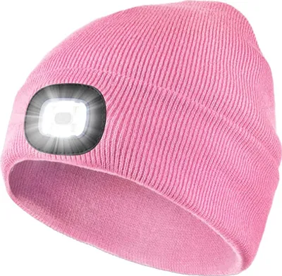 Produktbild von LED Mütze mit Licht, Beleuchtete Mütze Aufladbar USB für Männer und Frauen, Einstellbare Helligkeit Stirnlampe Winter Beanie Mütze mit Licht, Uni Winter Wärmer Strickmütze mit Licht