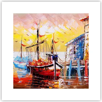 Produktbild von Poster - Poster ohne Rahmen - Boot Segel Meer - 30x30 cm - Wand Bild - Wanddeko - Wandbilder - Kunstposter - Wandposter - Bilder - Kunstdruck - Wanddekoration - Wandbild - P2XAC30x30-3435