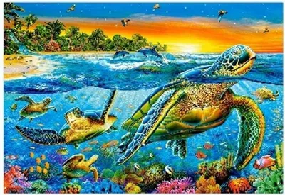 Obrázok produktu pre Diamantová mozaika: Morské korytnačky vo vode, 30x40 cm. Kreatívne diamanty