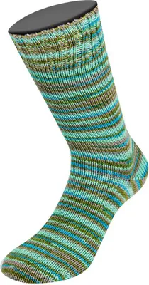 Produktbild von Lana Grossa - Meilenweit 100g Merino Extrafine Cosy 6168 minttürkis türkisblau graubraun moosgrün gestreift