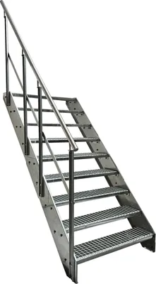 Obrázek produktu pro Ocelové příčkové schodiště Mřížové stupně 9 stupňů Zábradlí vlevo - pozinkované - (š x v x h) 120 x 171 x 177 cm