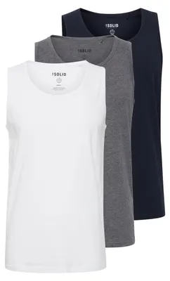 Produktbild von SOLID SDCasal Herren Tanktop Shirt Muskel-Shirt mit Rundhalsausschnitt im 3er Pack Baumwollmischung Slim fit