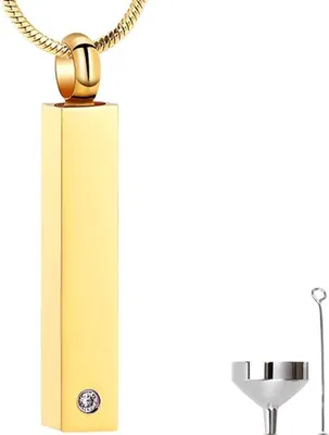 Produktbild von Luxe Ashanger mit Kette (55 cm) für Asche, Haare oder Parfum - Gedenkschmuck - Gold Diamond