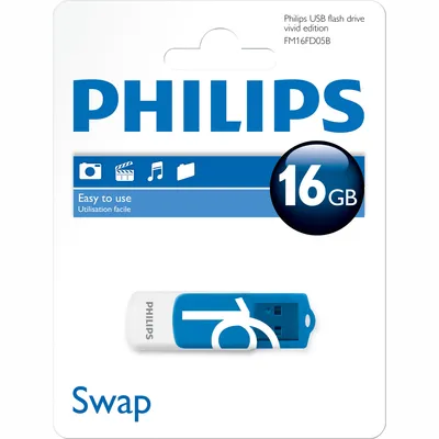 Image de Clé USB 2.0 Philips FM16FD05B/10, 16 Go, Vivid Edition, blanc, bleu