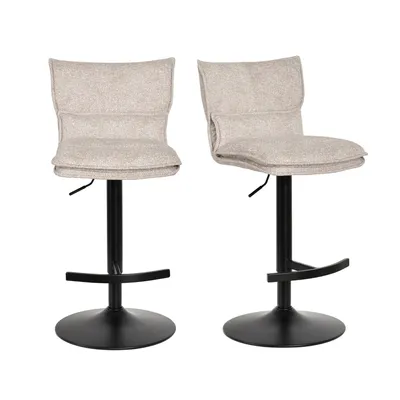 Immagine prodotto di Duhome sgabello da bar set di 2 sgabelli da bar regolabili in altezza girevoli in bouclé sgabello da cucina con poggiapiedi sgabello imbottito per bar cucina bistrot, beige