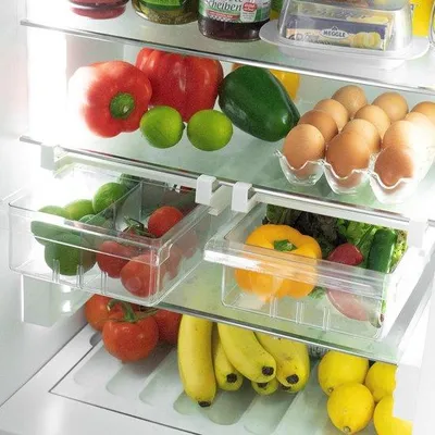 Image de Organisateur pour réfrigérateur, 4 pièces, empilables, 29-40 cm, compartiment à œufs