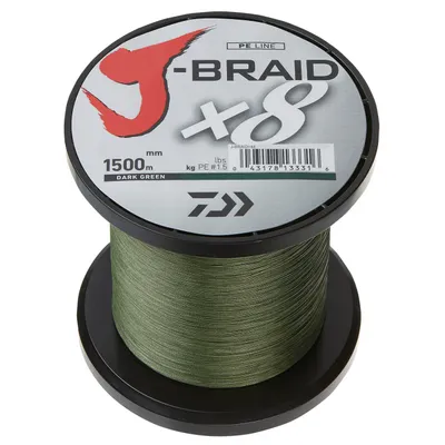 Produktbild von DAIWA J-Braid X8, 1500m, 0,13mm, 8.00kg / 18lbs, grün, 8-fach Geflochtene Schnüre, 12751-213