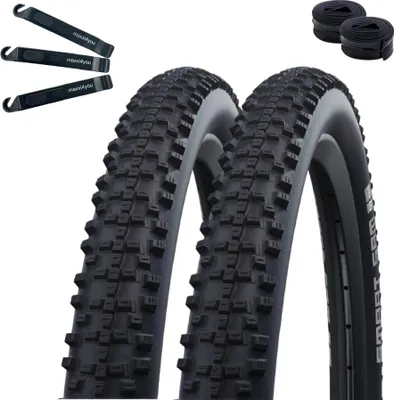 Immagine prodotto di Offerta Set / 2 x pneumatici per bicicletta Schwalbe Smart Sam Addix Performance Line Nero 54-507 (24 x 2,10) + 2 x camere d'aria Schwalbe AV10 incl. leva per pneumatici maxxi4you