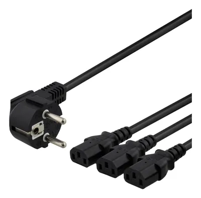 Immagine prodotto di Cavo a Y per apparecchi DELTACO, 3 vie CEE 7 / 7-3xIEC C13, 1m + 2m, nero