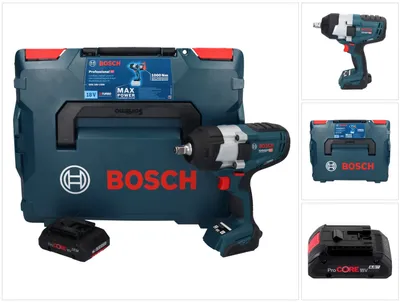 Obrázok produktu pre Bosch GDS 18V-1000 Profesionálny akumulátorový rázový uťahovák 18 V 1000 Nm BITURBO Brushless + 1x akumulátor ProCORE 4,0 Ah + L-Boxx - bez nabíjačky