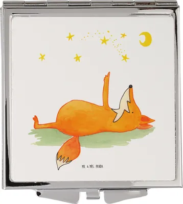 Produktbild von Mr. & Mrs. Panda Schminkspiegel Fuchs Sterne - Weiß - Geschenk, Kleiner Spiegel, Handspiegel, klappbar, Entspannt, Romantik, Sternengucker, Mond, Quadratischer